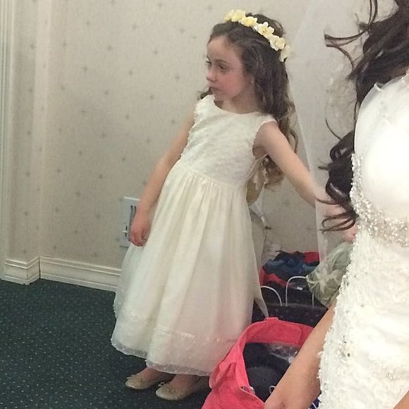 Cinderella Ivory Sleeveless Lace Flower Girl Dress - Picture 4 of 8